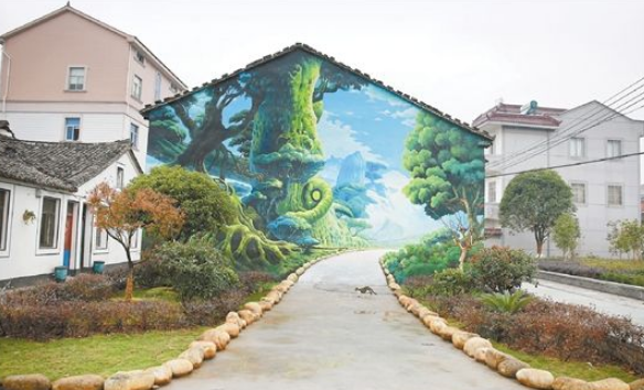 3d房屋墙彩绘设计文化墙图片