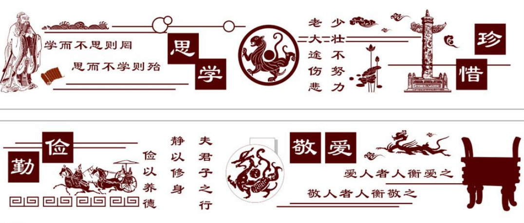 传统国学校园文化墙展板图片