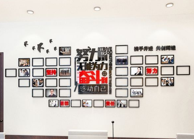 销售办中小型办公室走廊文化墙设计