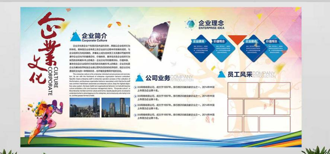 企业文化墙公司简介展板形象墙psd模板