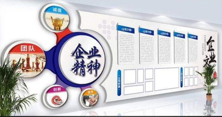 蓝色科技企业文化墙展板