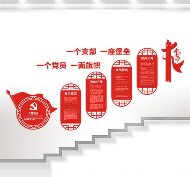 党建社区楼梯文化墙设计