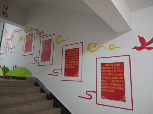 文明社区楼道党建文化墙彩绘制作效果图