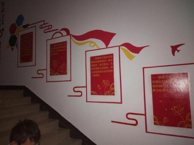 和谐社区楼道党建文化墙彩绘制作效果图