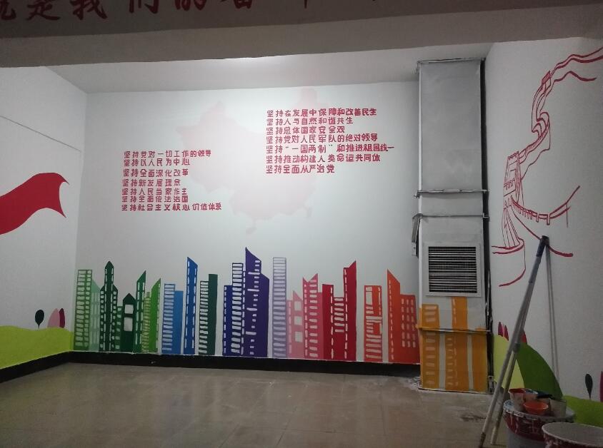 幸福社区楼道党建文化墙彩绘制作效果图