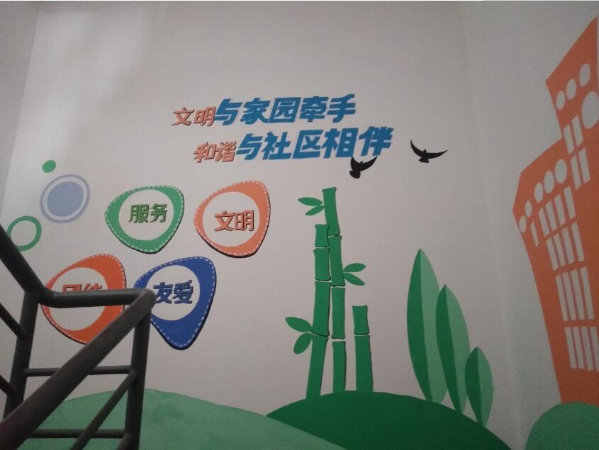 南街社区楼道党建文化墙彩绘制作效果图