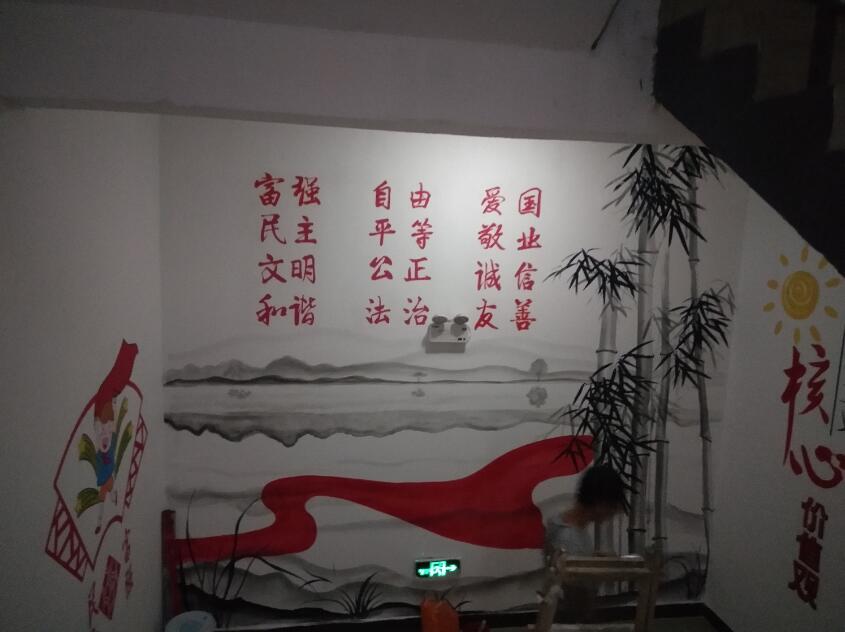 白云楼社区楼道党建文化墙彩绘制作效果图
