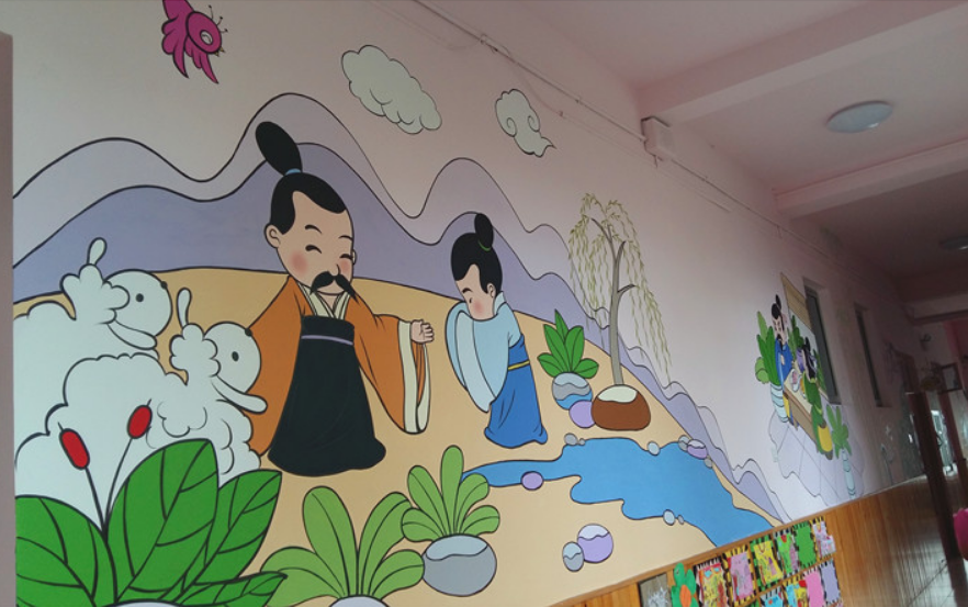 象山城市幼儿园文化墙彩绘图片