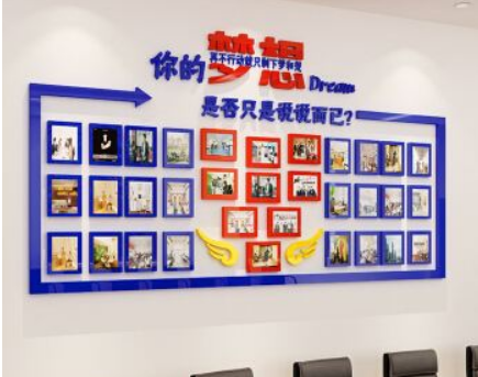 员工照片墙3d立体墙贴亚克力办公室企业文化墙