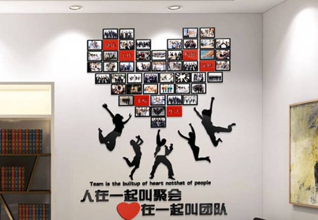 公司员工风采文化墙3d立体墙贴团队照片墙