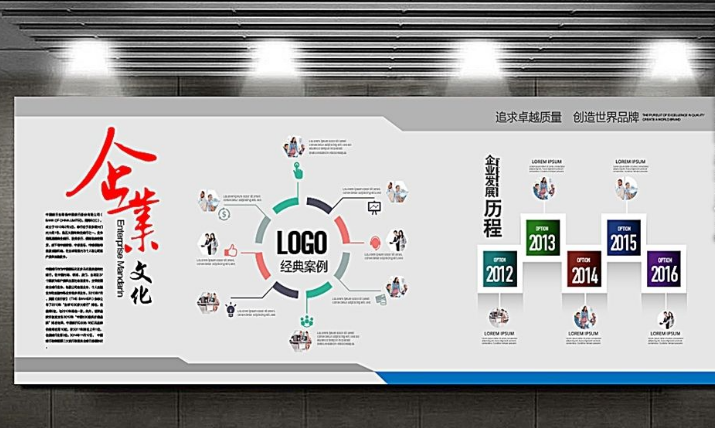 蓝色科技企业文化墙大气蓝色大型形象墙