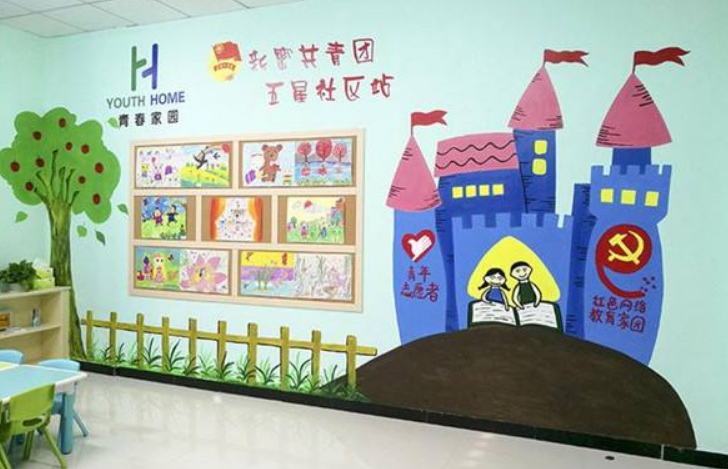 中国梦党建文化彩绘室布置图