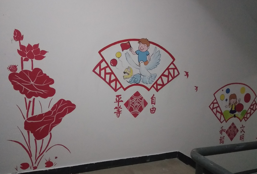 社区楼道党建文化墙彩绘布置图
