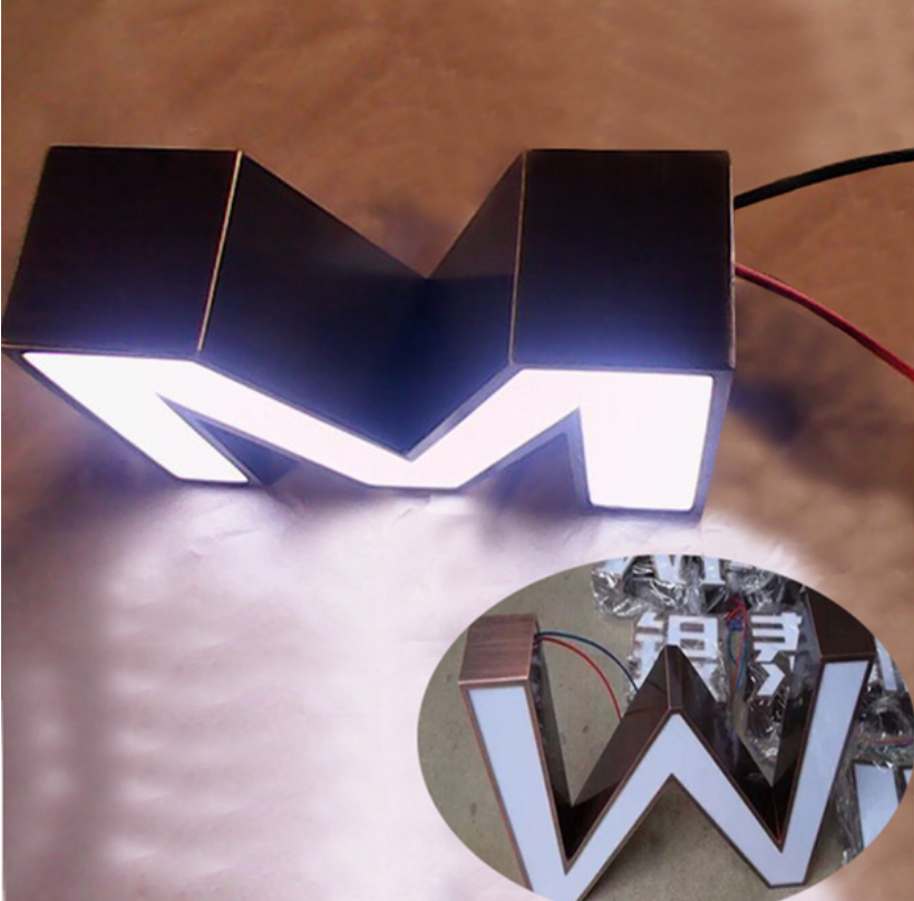 不锈钢铁皮烤漆围边广告招牌字制作冲钻 led