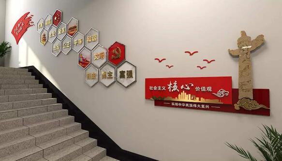 党建楼梯文化墙制作效果图