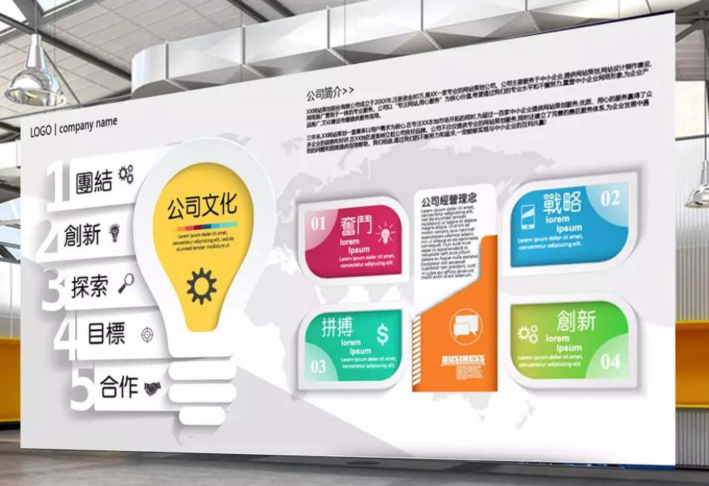 医疗科技企业文化墙医院展板设计图片
