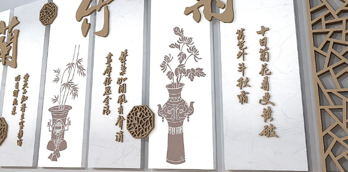 中国风古典党建文化墙廉政楼梯文化墙设计