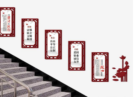 楼道文化墙楼梯走廊uv雕刻展板