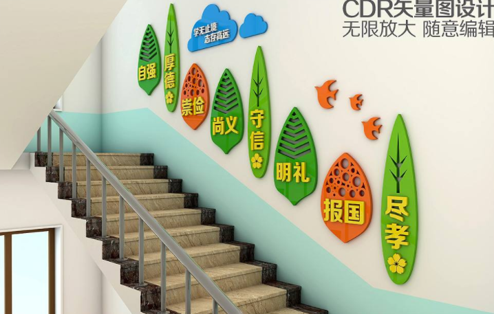 校园楼梯文化墙设计图