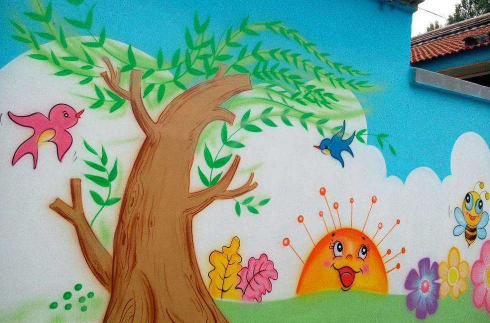 幼儿园彩绘,幼儿园墙体彩绘墙绘喷画喷绘壁画