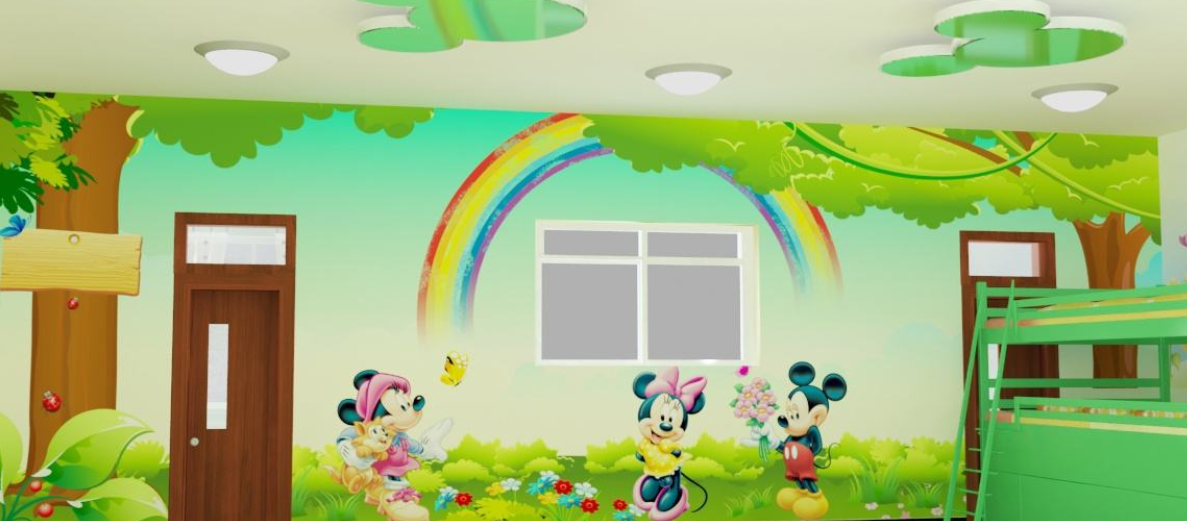 现代风格幼儿园室外墙面彩绘设计图片