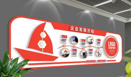 蓝色立体企业大事记发展历程荣誉文化墙