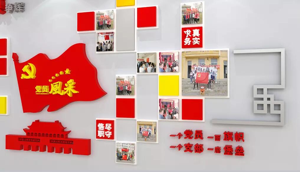 党员风采党建文化墙制作效果图