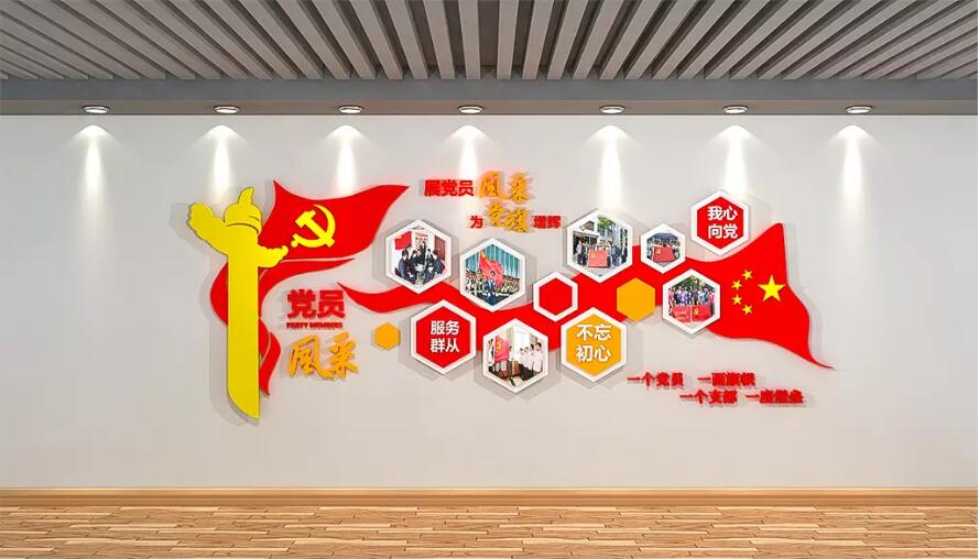 党员风采党建文化墙制作效果图