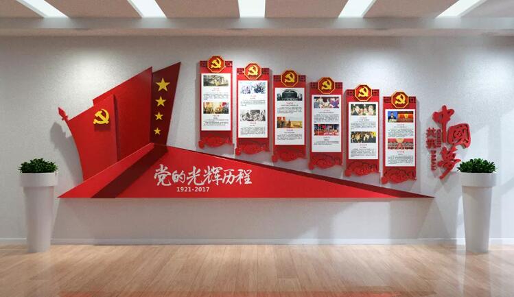 红色社区党建文化墙制作效果图