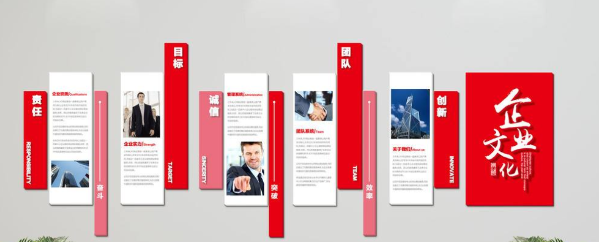 原创红色时尚简约创意微立体异形通用企业文化墙