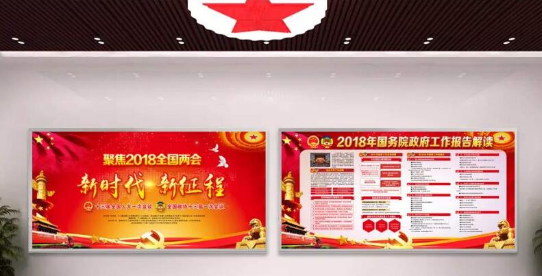 政府党建全国两会政府工作文化墙制作效果图