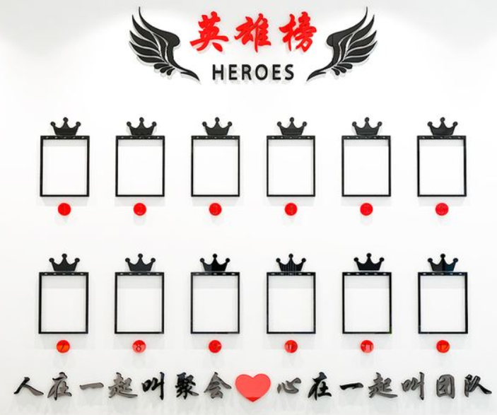 企业文化贴纸英雄榜员工风采照片公司光荣榜办公室团队励志墙