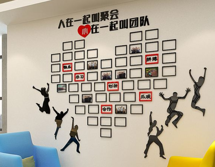 大型3d立体企业楼梯文化墙cdr矢量图员工风采展示墙
