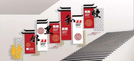 企业文化墙创意设计公司走廊布置3d效果图图片