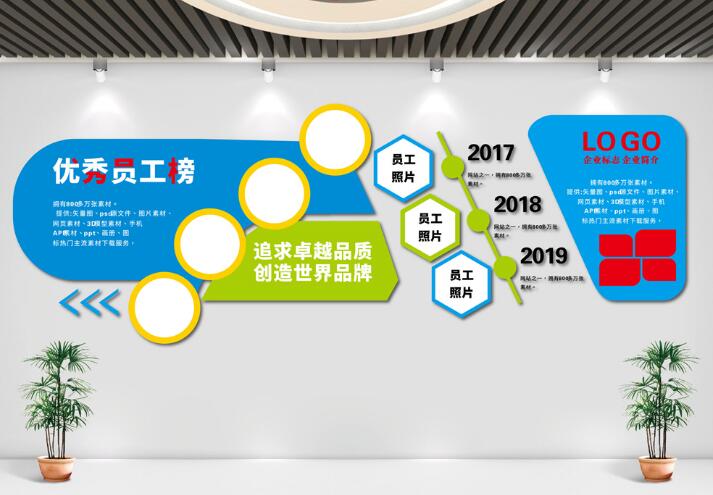 创意员工风采文化墙制作效果图