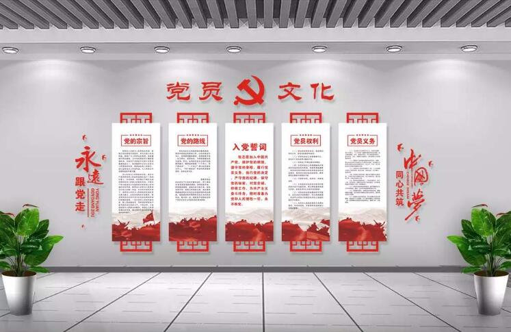 小型活动室党建文化墙制作效果图
