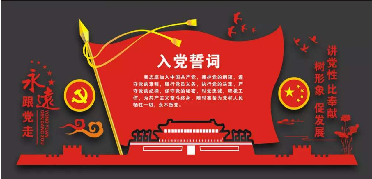 红色高档大气党建文化墙设计图
