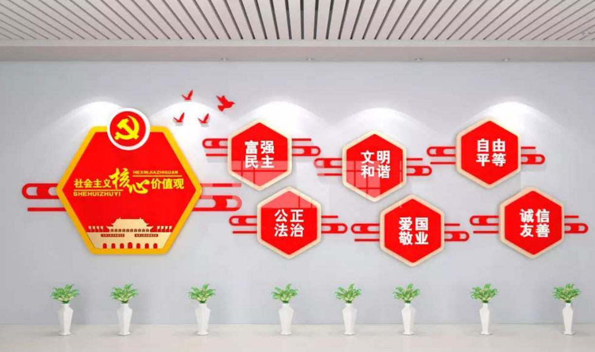 大气社会主义核心价值观党建文化墙设计