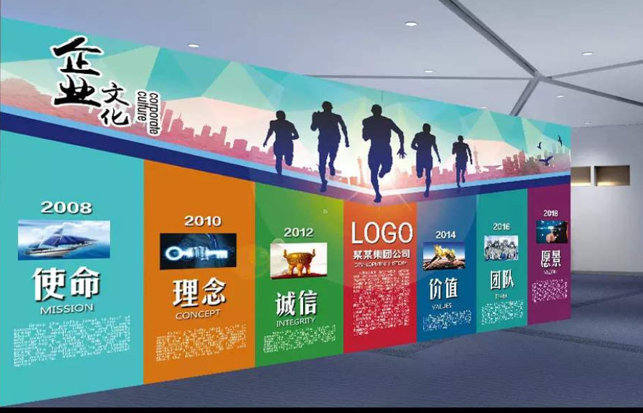 企业文化墙公司简介展板形象墙psd模板