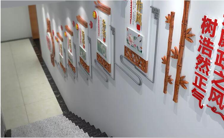 楼梯党建文化墙制作效果图