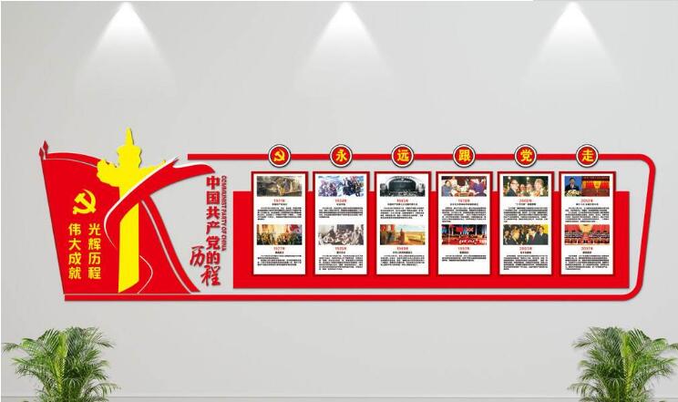 微立体党建光辉历程文化墙制作效果图