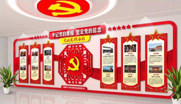 微立体党建光辉历程文化墙制作效果图