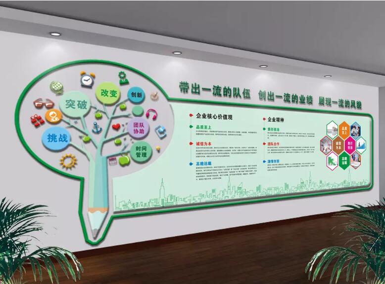 环保科技企业文化墙制作效果图