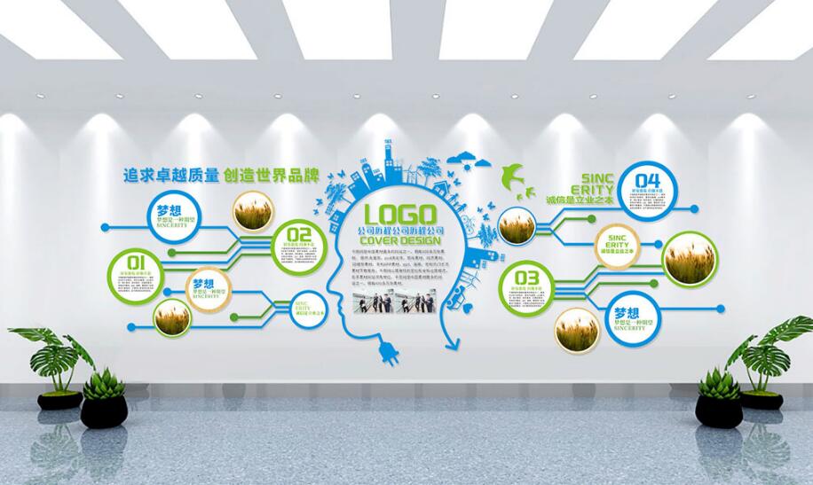 科技创新立体企业文化墙制作效果图