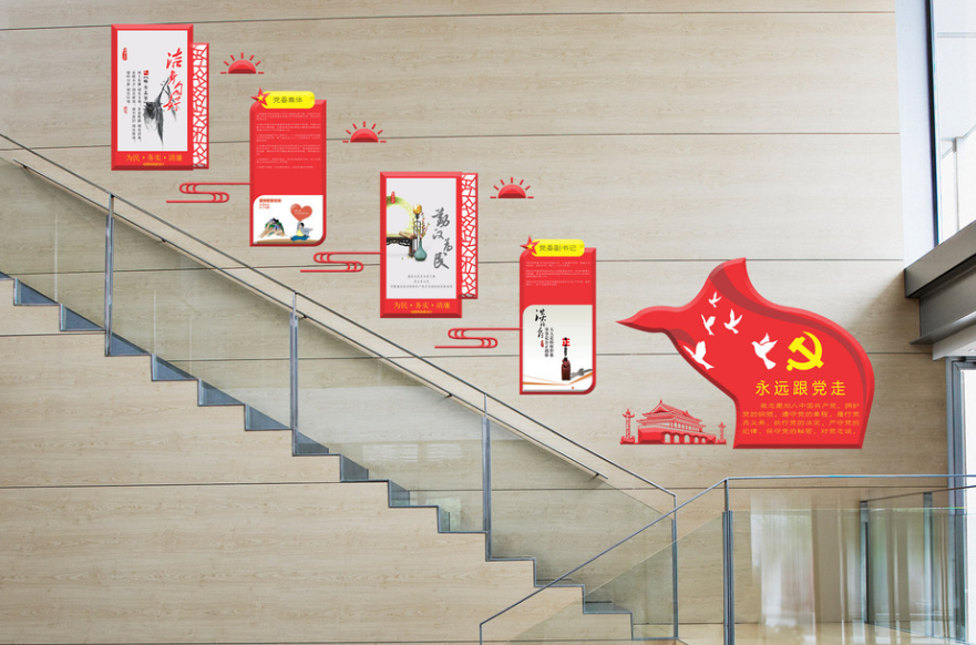 社区党的光辉历程楼梯走廊文化墙设计图