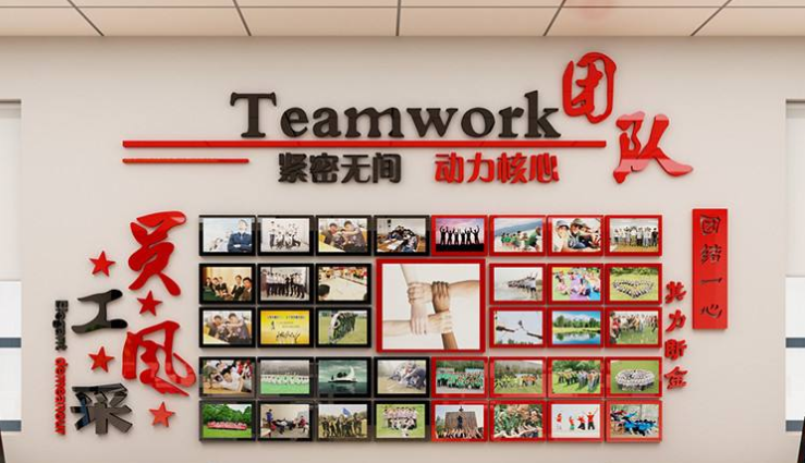 3d 奋斗公司励志墙贴企业文化墙布置办公室员工风采照片墙