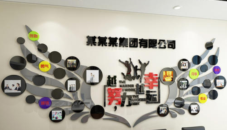 奋斗公司励志墙贴企业文化墙布置办公室员工风采照片墙
